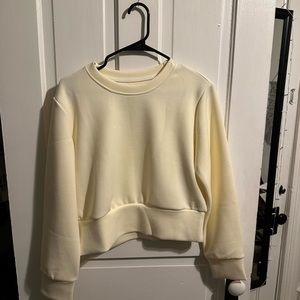 Cream cropped workout crewneck , size medium